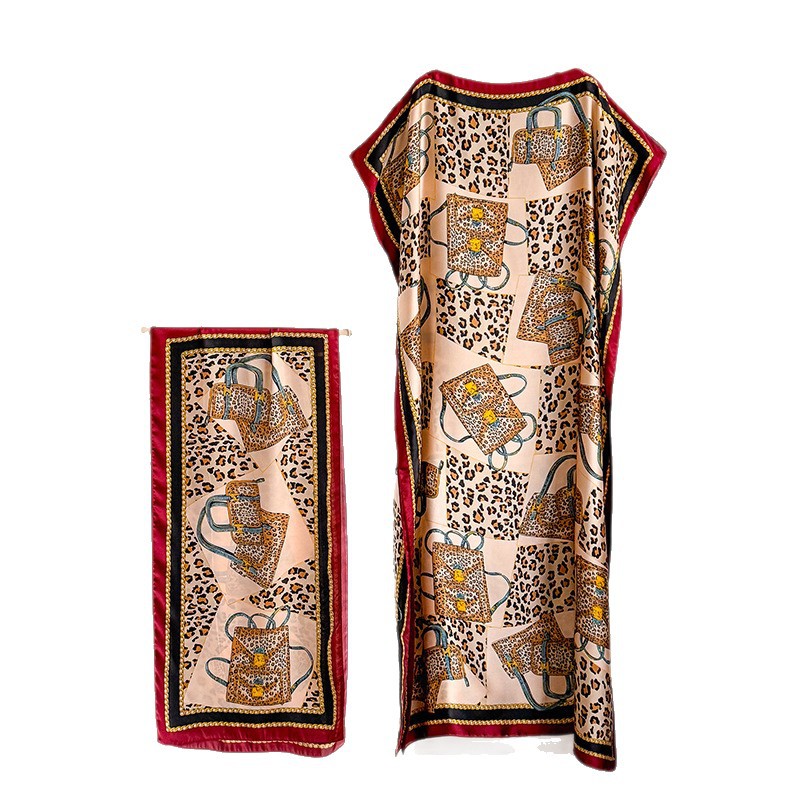 Cross-border New Hot Robe Fashion Dress Beach Sun Robe With Scarf Fact photo 5 (style 1061646614705)