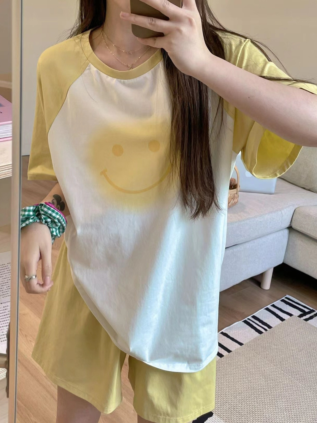 Women's Summer Cotton Short Sleeve & Shorts Loungewear Set photo 7 (style SM-7E5311)