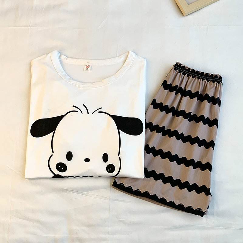 Summer Cotton Homewear Women Short Sleeve Shorts 2 Pcs Breathable Comf photo 3 (style 11)