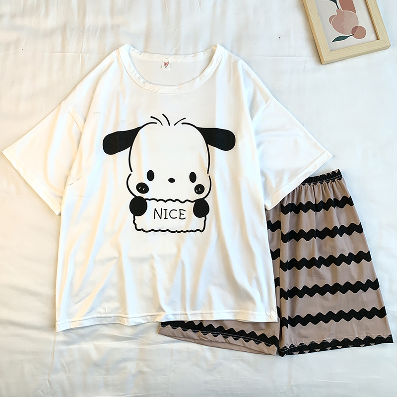 Summer Cotton Homewear Women Short Sleeve Shorts 2 Pcs Breathable Comf photo 5 (style 11)