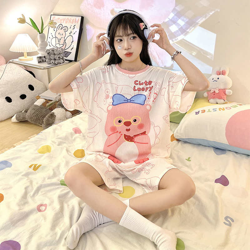 Women's Summer Cotton Short Sleeve & Shorts Loungewear Set