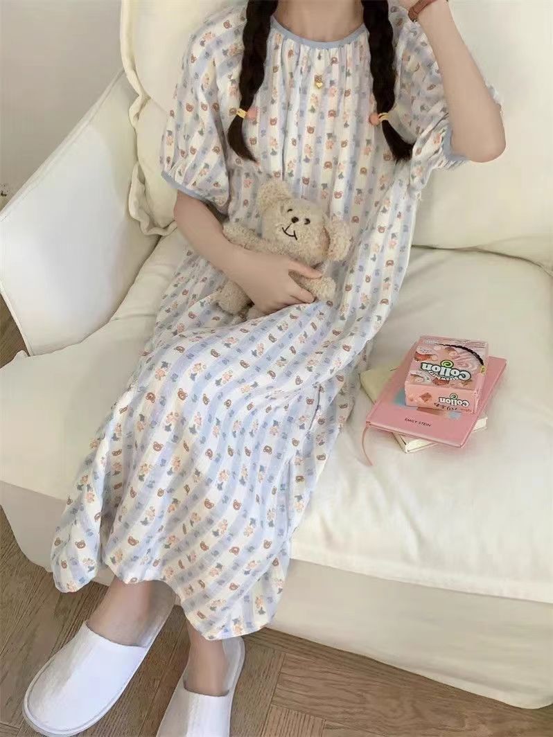 Women's Summer Pure Cotton Camisole Sleep Dress, Loose Fit, Breathable photo 7 (style SM-DF55A9)
