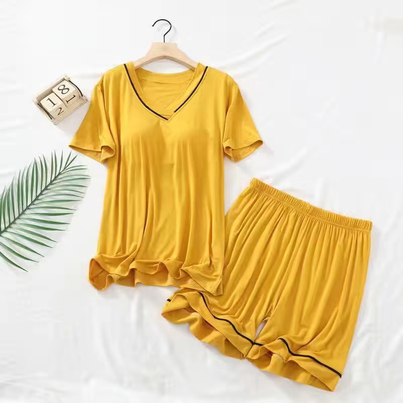 Women's Summer Cotton Short Sleeve & Shorts Loungewear Set photo 2 (style SM-1B3C22)