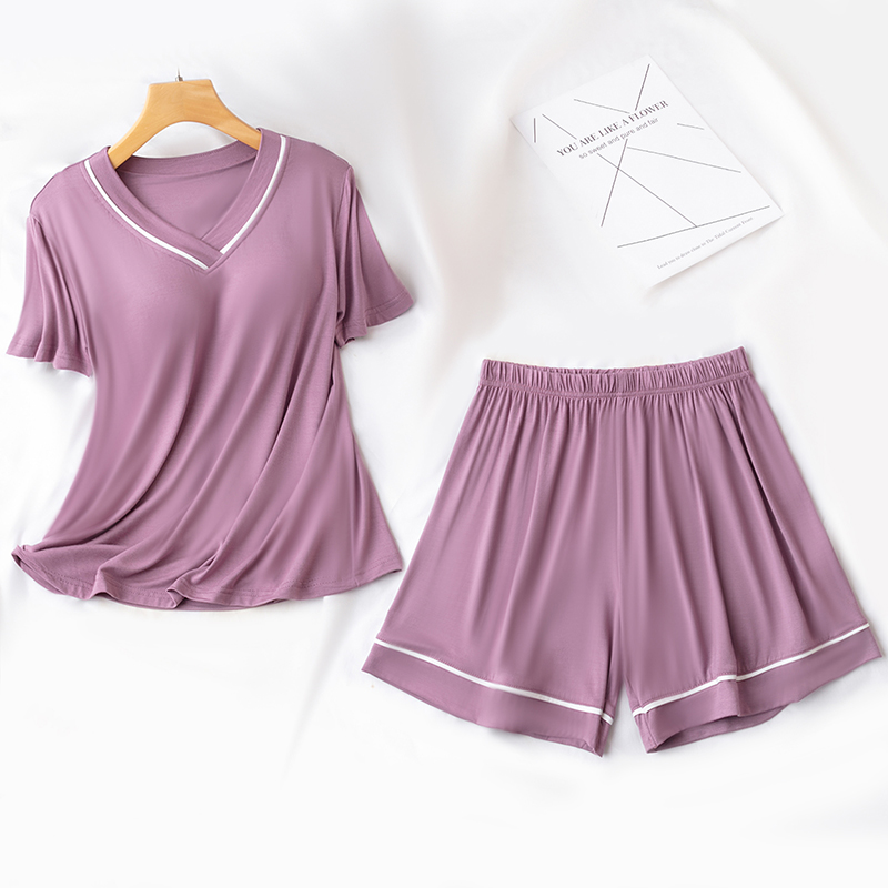 Women's Summer Cotton Short Sleeve & Shorts Loungewear Set photo 3 (style SM-1B3C22)