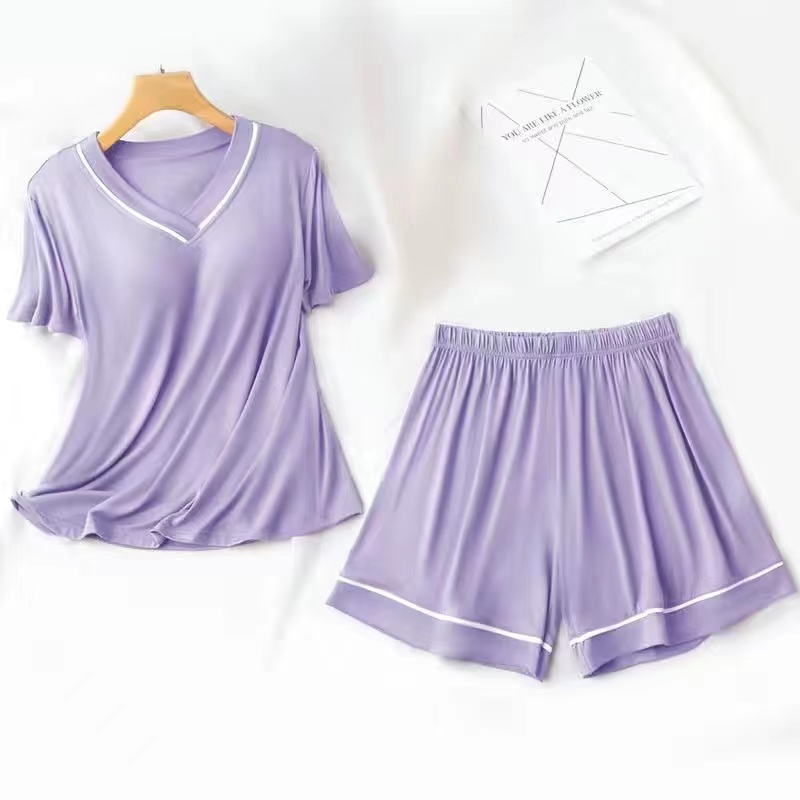 Women's Summer Cotton Short Sleeve & Shorts Loungewear Set photo 6 (style SM-1B3C22)