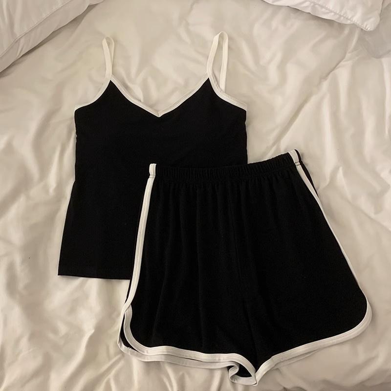 Women's Summer Cotton-Like Casual Sleepwear Set - Short Sleeve Top & S photo 2 (style SM-7DB886)