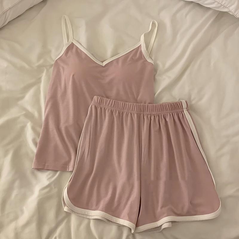 Women's Summer Cotton-Like Casual Sleepwear Set - Short Sleeve Top & S photo 3 (style SM-7DB886)