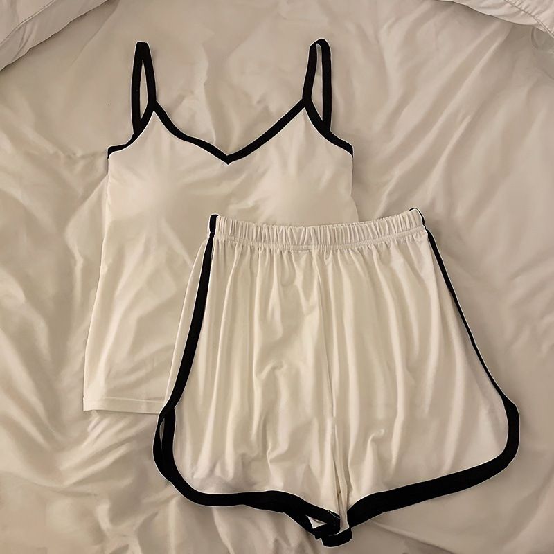 Women's Summer Cotton-Like Casual Sleepwear Set - Short Sleeve Top & S photo 4 (style SM-7DB886)