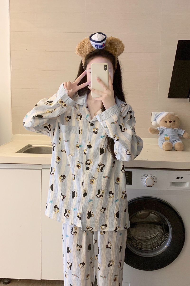 Summer Cloud Cotton Homewear Women Short Sleeve Shorts 2 Pcs Breathabl photo 4 (style 1200)
