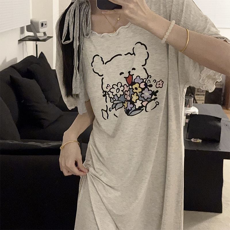Women's Summer Imitation Cotton Pajama Set, Short Sleeve & Shorts, Breathable Loungewear