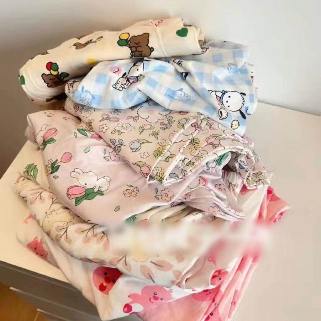 Summer Cotton-Like Homewear Women Short Sleeve Shorts 2 Pcs Breathable photo 2 (style 12319)