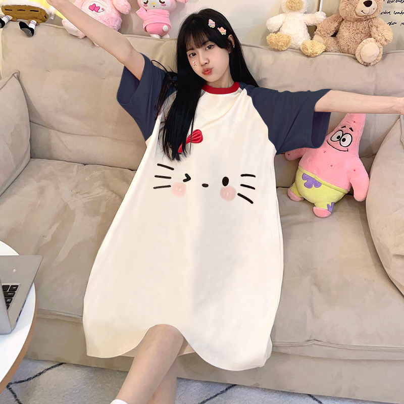Summer Cotton-Like Homewear Women Short Sleeve Shorts 2 Pcs Breathable photo 2 (style 12361239)