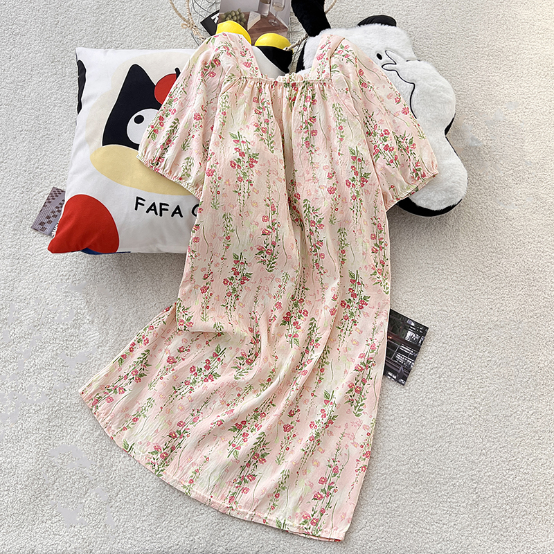 Summer Cloud Cotton Camisole Nightgown Women Loose Slim Breathable Hom photo 3 (style 12451247)