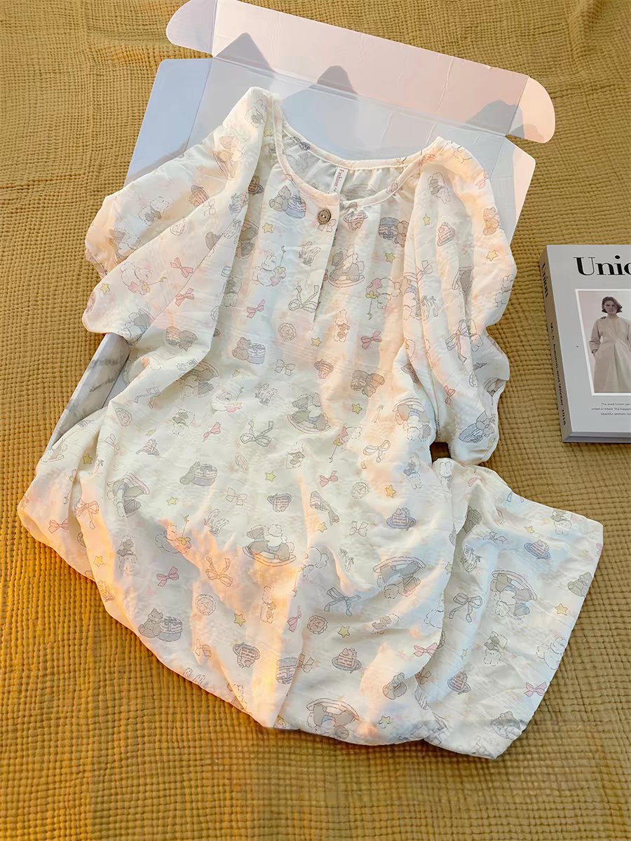 夏季纯棉家居服女短袖短裤两件套睡衣套装透气舒适可外穿