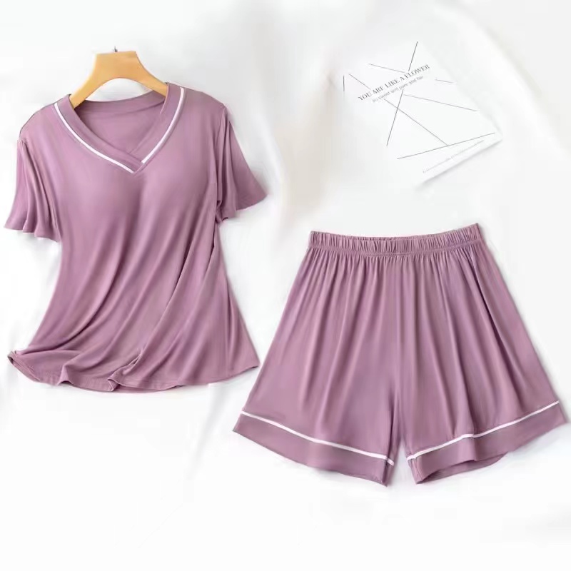 Summer Cotton Homewear Women Short Sleeve Shorts 2 Pcs Breathable Comf photo 5 (style 12)