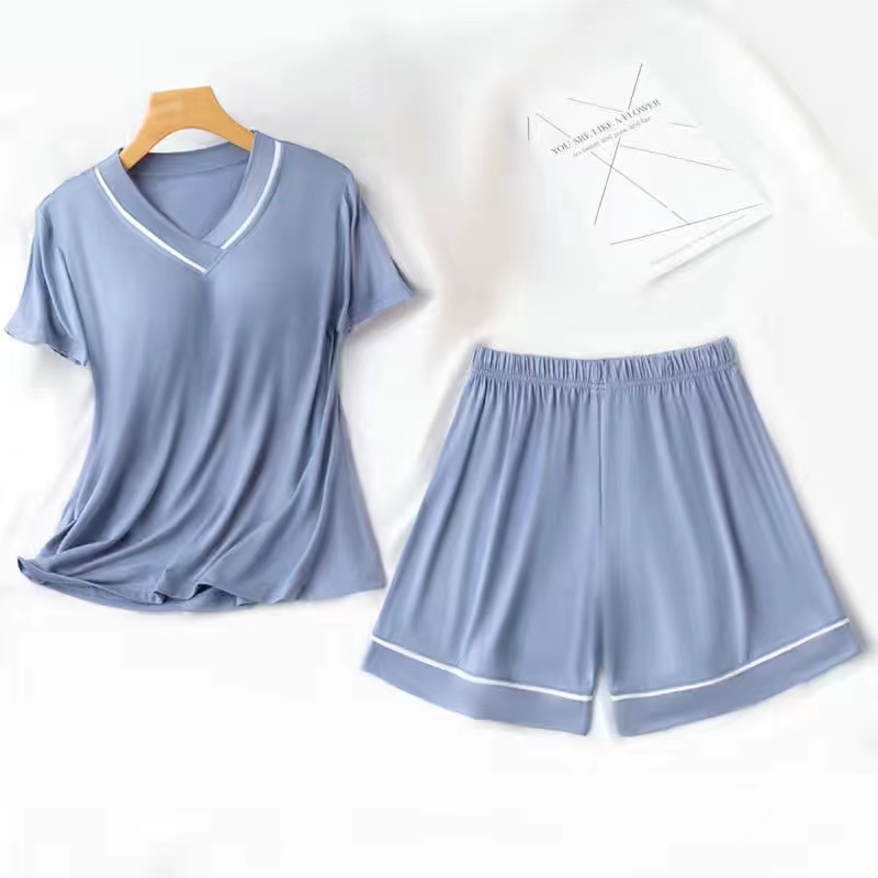 Summer Cotton Homewear Women Short Sleeve Shorts 2 Pcs Breathable Comf photo 6 (style 12)