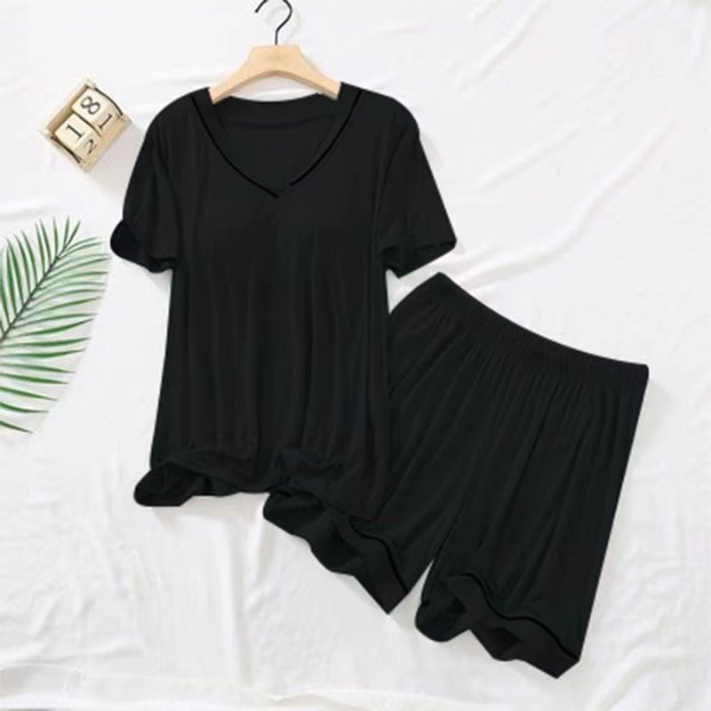 Summer Cotton Homewear Women Short Sleeve Shorts 2 Pcs Breathable Comf photo 7 (style 12)