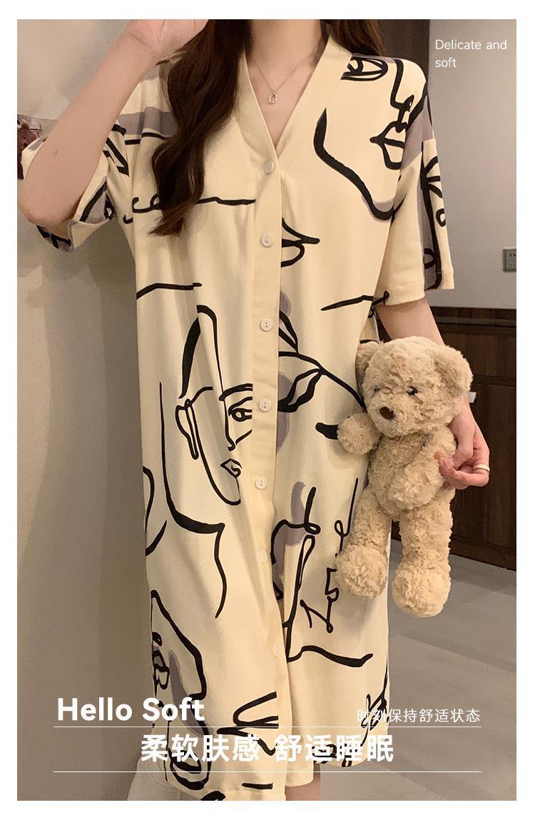 Women's Summer Cotton Sleep Dress with Built-in Chest Pad, Loose Fit, photo 5 (style SM-515177)
