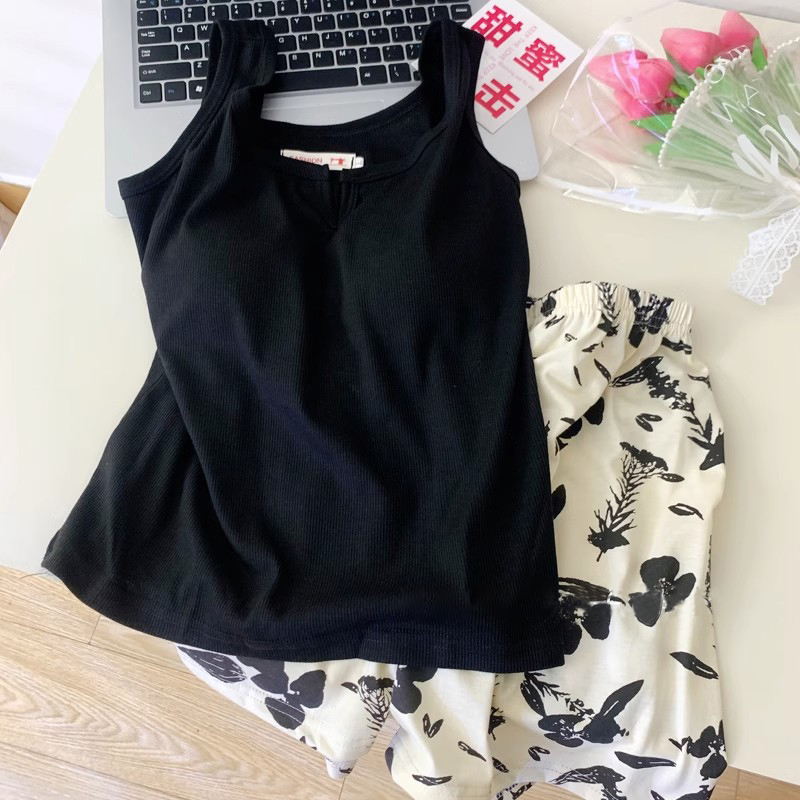 Women's Summer Cotton Tank Top Pajama Set with Shorts, Breathable Comf photo 2 (style SM-325E88)