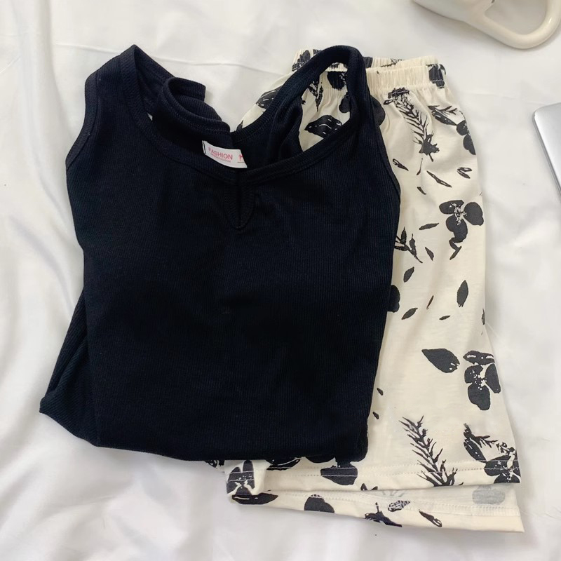 Women's Summer Cotton Tank Top Pajama Set with Shorts, Breathable Comf photo 4 (style SM-325E88)
