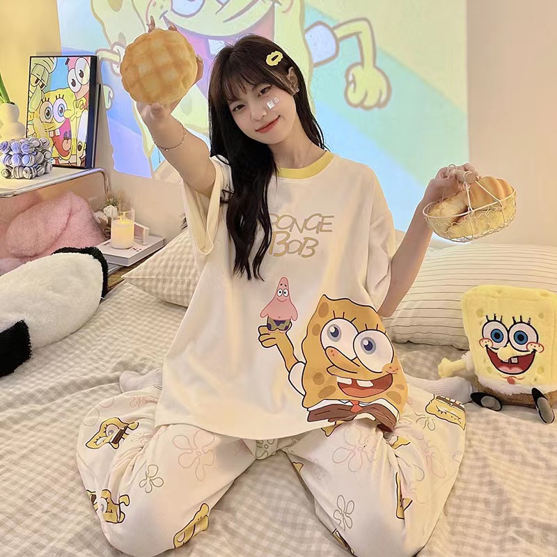 Summer Cotton Homewear Women Short Sleeve Shorts 2 Pcs Breathable Comf photo 3 (style 13)