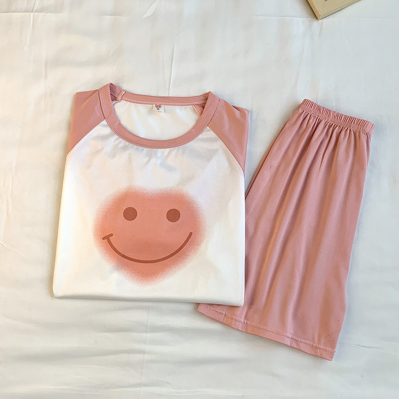 Summer Cotton Homewear Women Short Sleeve Shorts 2 Pcs Breathable Comf photo 2 (style 14)
