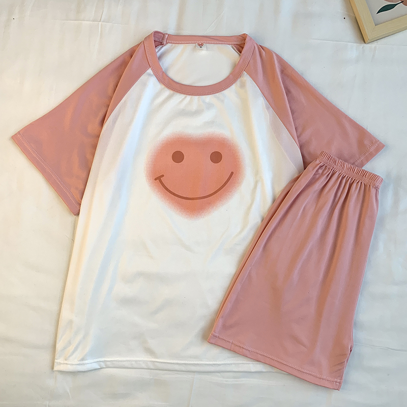 Summer Cotton Homewear Women Short Sleeve Shorts 2 Pcs Breathable Comf photo 4 (style 14)