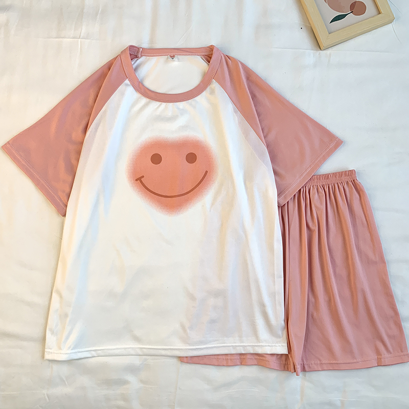 Summer Cotton Homewear Women Short Sleeve Shorts 2 Pcs Breathable Comf photo 5 (style 14)