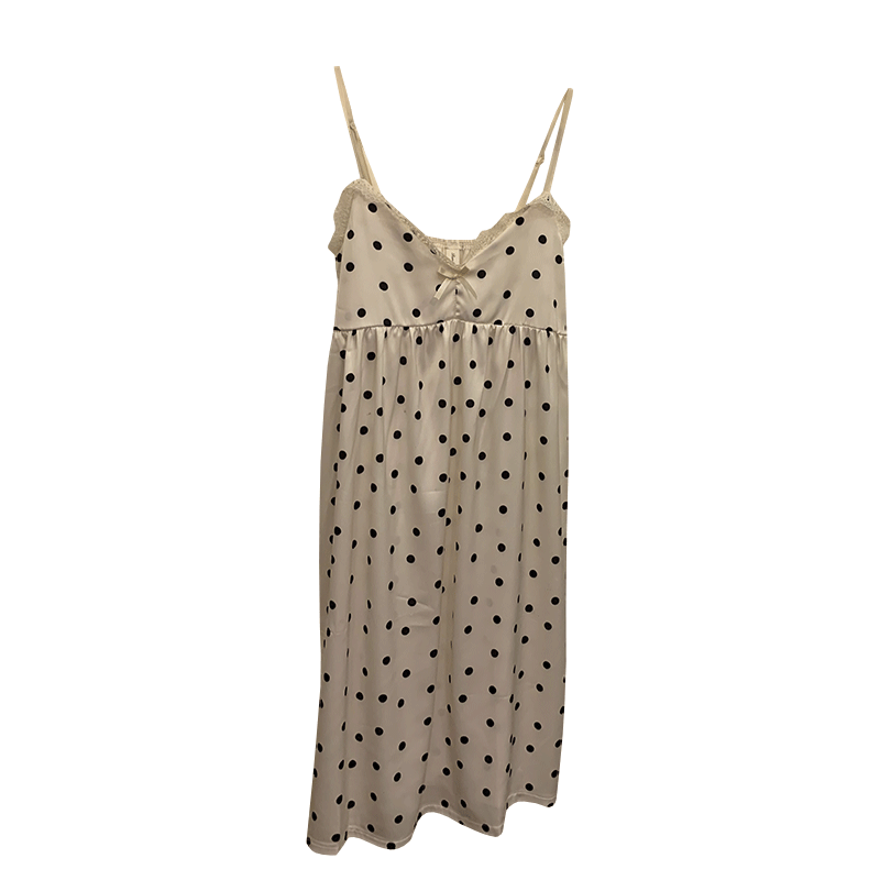 Summer Ice Silk Camisole Polka Nightgown Women Loose Slim Breathable H photo 2 (style 140223)