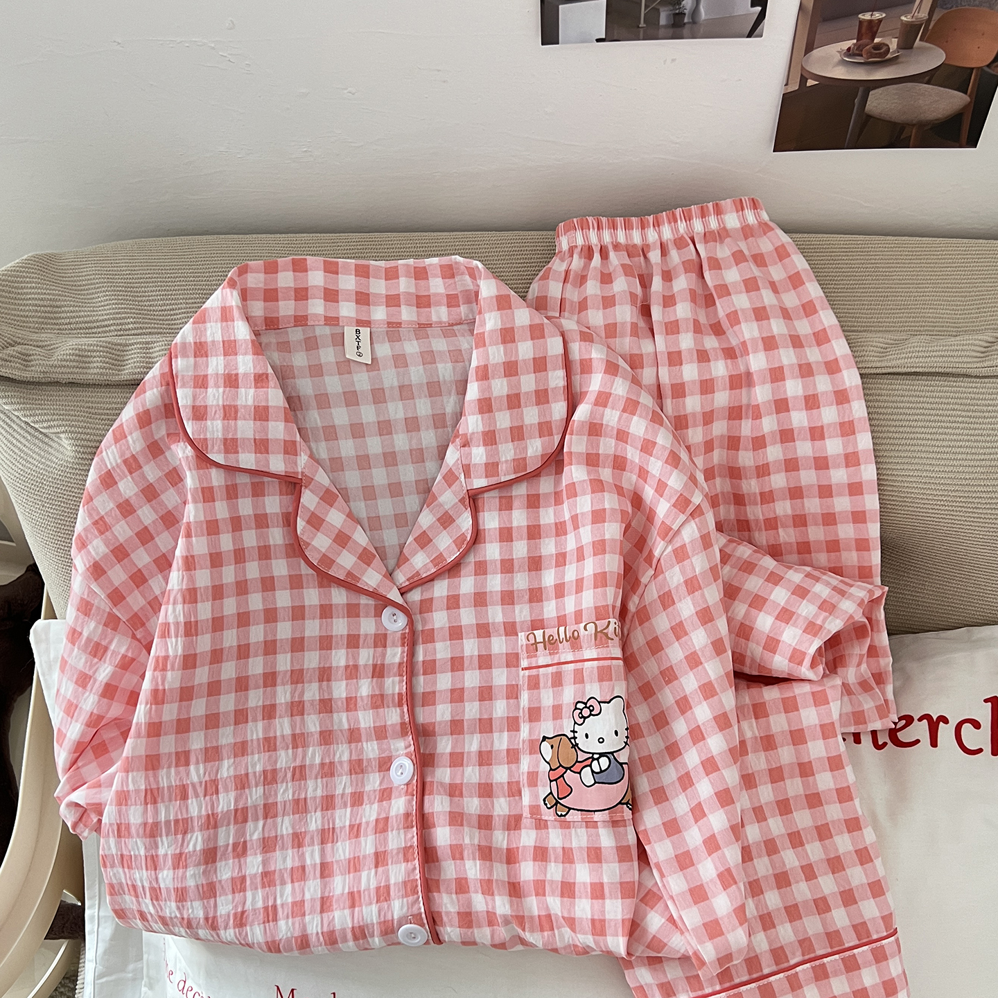 Summer Cloud Cotton Homewear Women Short Sleeve Shorts 2 Pcs Breathabl photo 1 (style 1440)