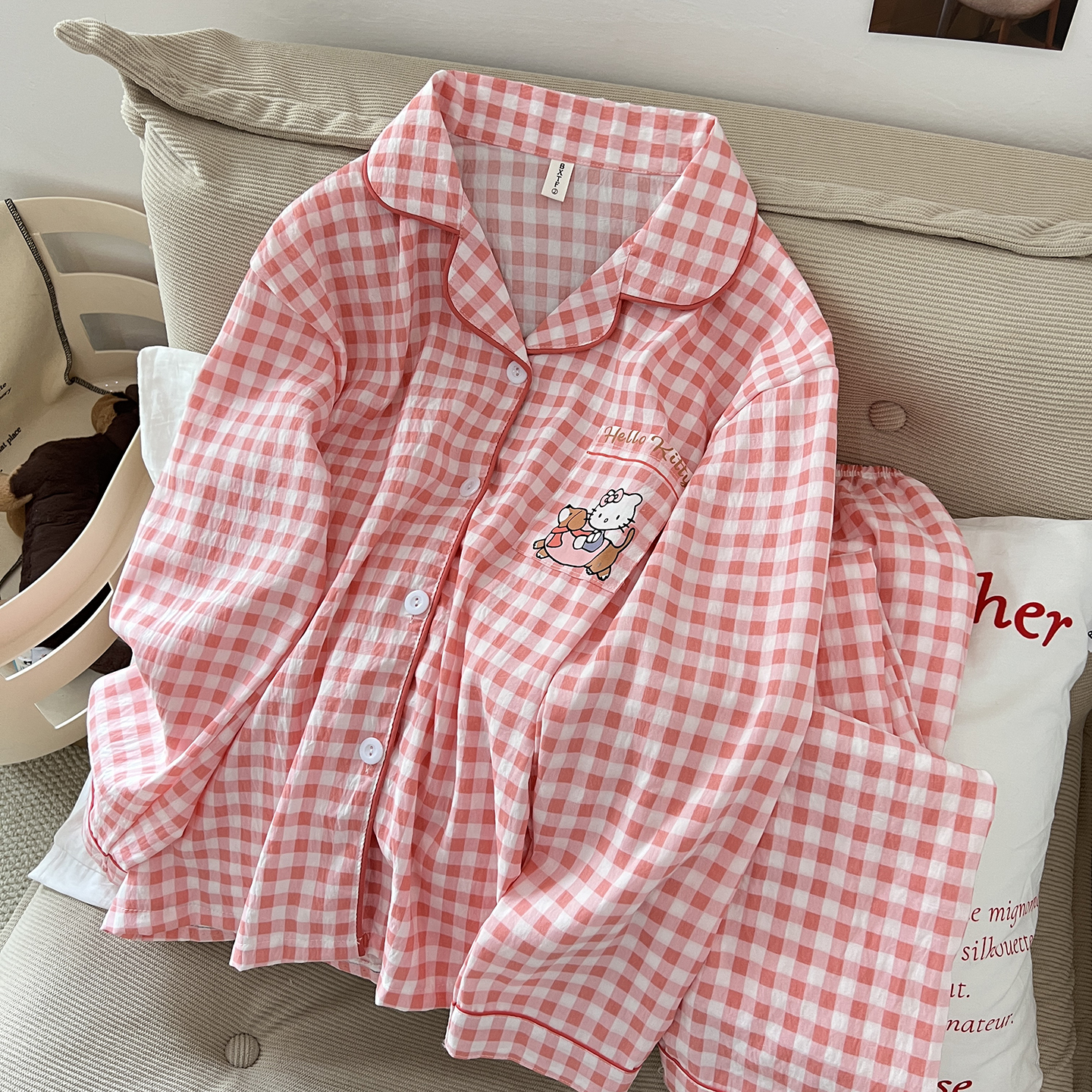 Summer Cloud Cotton Homewear Women Short Sleeve Shorts 2 Pcs Breathabl photo 2 (style 1440)