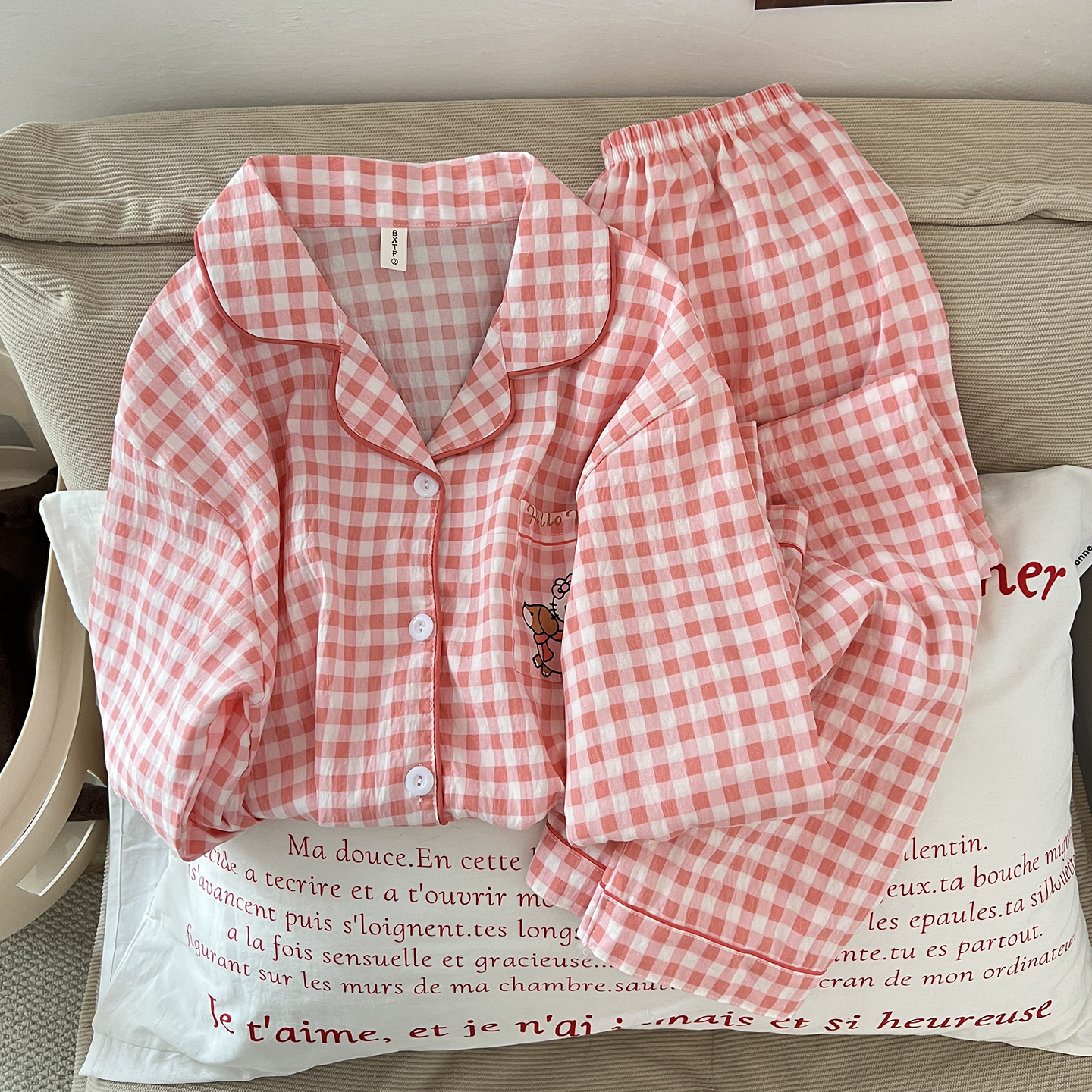 Summer Cloud Cotton Homewear Women Short Sleeve Shorts 2 Pcs Breathabl photo 5 (style 1440)