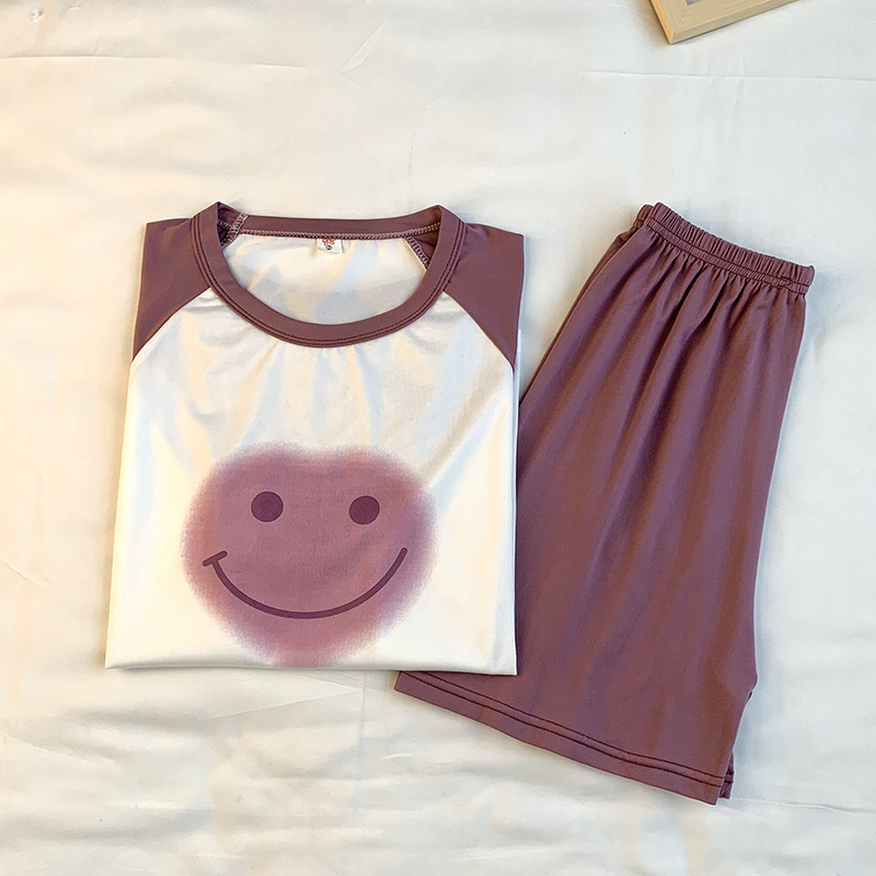 Summer Cotton Homewear Women Short Sleeve Shorts 2 Pcs Breathable Comf photo 4 (style 15)