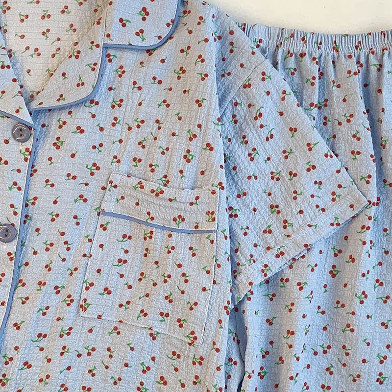 Summer Cotton Homewear Women Short Sleeve Shorts 2 Pcs Breathable Comf photo 6 (style 15)