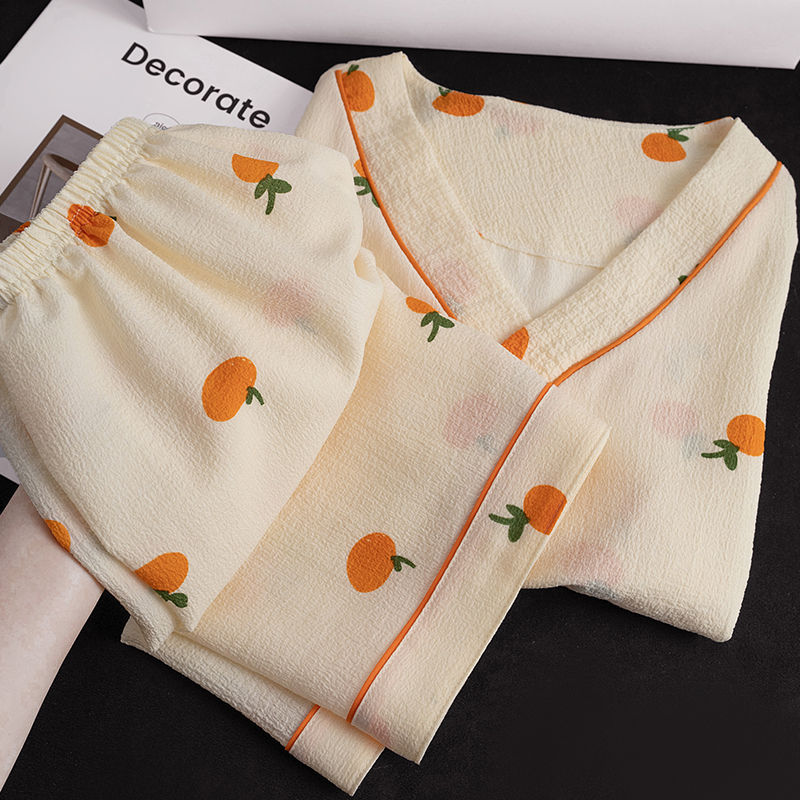 Summer Cotton Homewear Women Short Sleeve Shorts 2 Pcs Breathable Comf photo 7 (style 15)