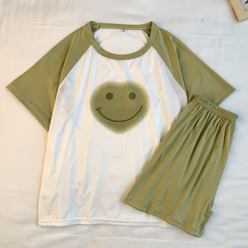 Summer Cotton Homewear Women Short Sleeve Shorts 2 Pcs Breathable Comf photo 2 (style 16)