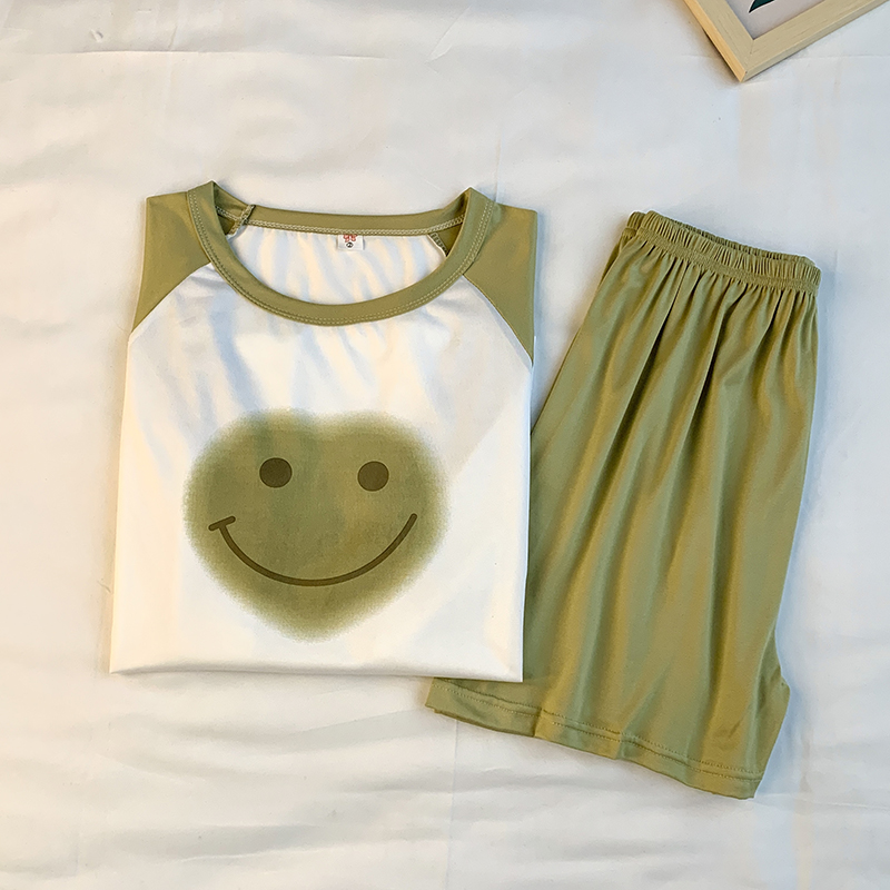 Summer Cotton Homewear Women Short Sleeve Shorts 2 Pcs Breathable Comf photo 4 (style 16)
