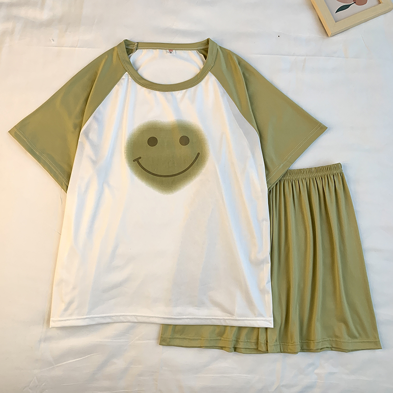 Summer Cotton Homewear Women Short Sleeve Shorts 2 Pcs Breathable Comf photo 5 (style 16)