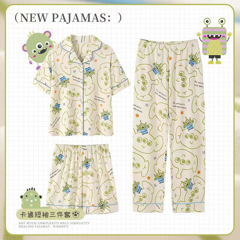 Women's Summer Breathable Loungewear Set - Short Sleeve & Shorts Cardi photo 3 (style SM-0DC85B)