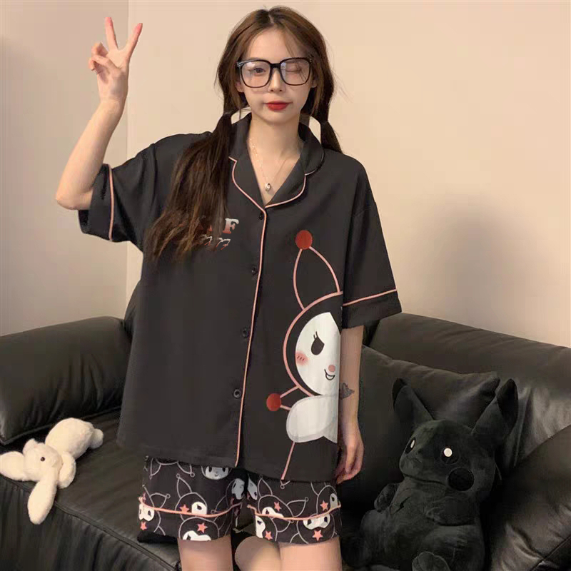 Summer Cotton-Like Cardigan Homewear Women Short Sleeve Shorts 2 Pcs B photo 7 (style 16020)
