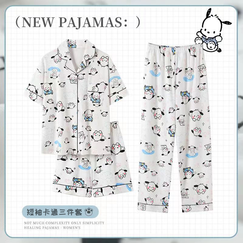Summer Cotton-Like Cardigan Homewear Women Short Sleeve Shorts 2 Pcs B photo 1 (style 16023)