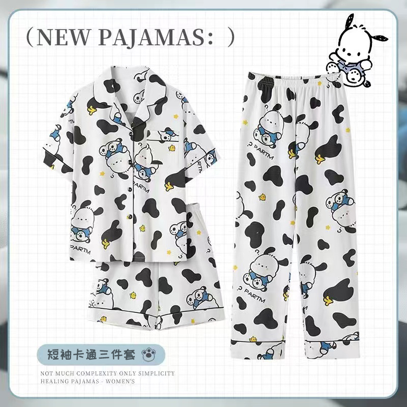 Summer Cotton-Like Cardigan Homewear Women Short Sleeve Shorts 2 Pcs B photo 5 (style 16023)