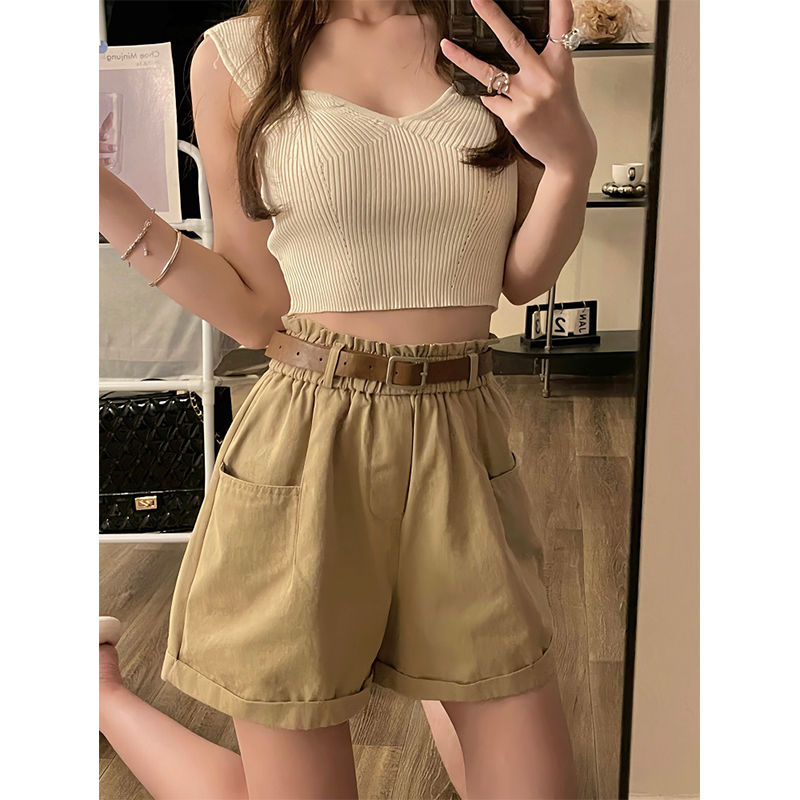 Pure Cotton Washed Summer Korean New High Waist Slim Plus Size Shorts photo 3 (style 17164326823)
