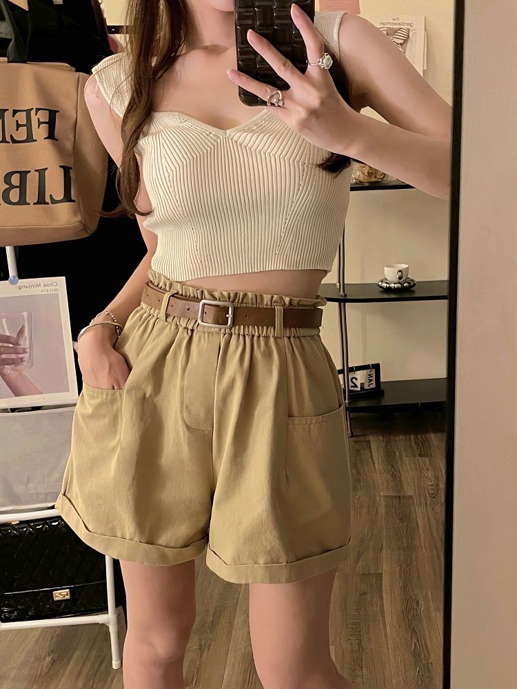 Pure Cotton Washed Summer Korean New High Waist Slim Plus Size Shorts photo 4 (style 17164326823)