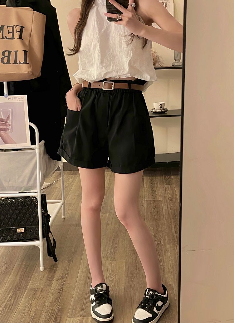 Pure Cotton Washed Summer Korean New High Waist Slim Plus Size Shorts photo 5 (style 17164326823)