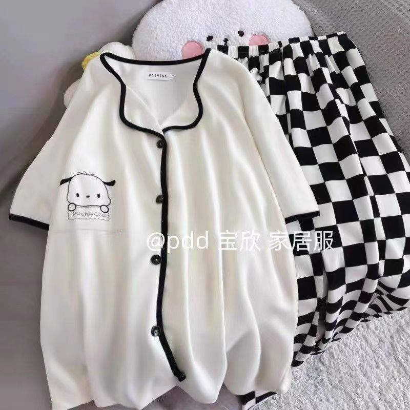 Summer Cotton Homewear Women Short Sleeve Shorts 2 Pcs Breathable Comf photo 2 (style 16)