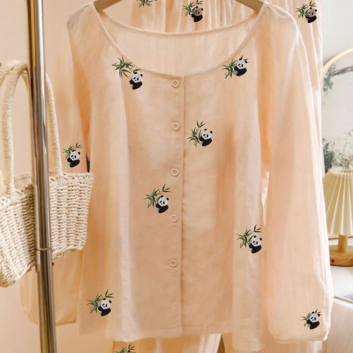 Women's Summer Cotton Double-Layer Short Sleeve & Shorts Loungewear Set
