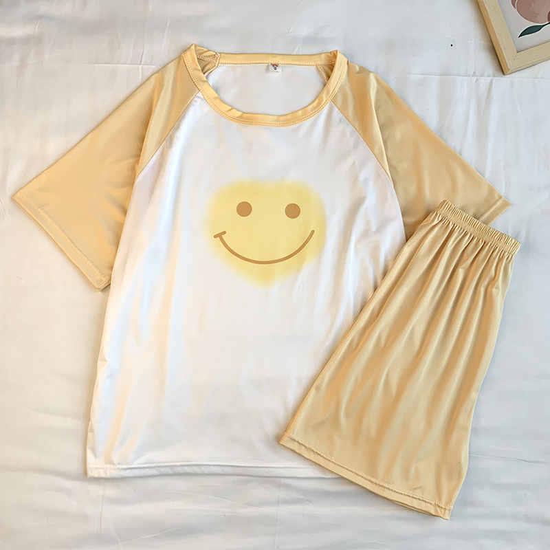 Summer Cotton Homewear Women Short Sleeve Shorts 2 Pcs Breathable Comf photo 1 (style 17)