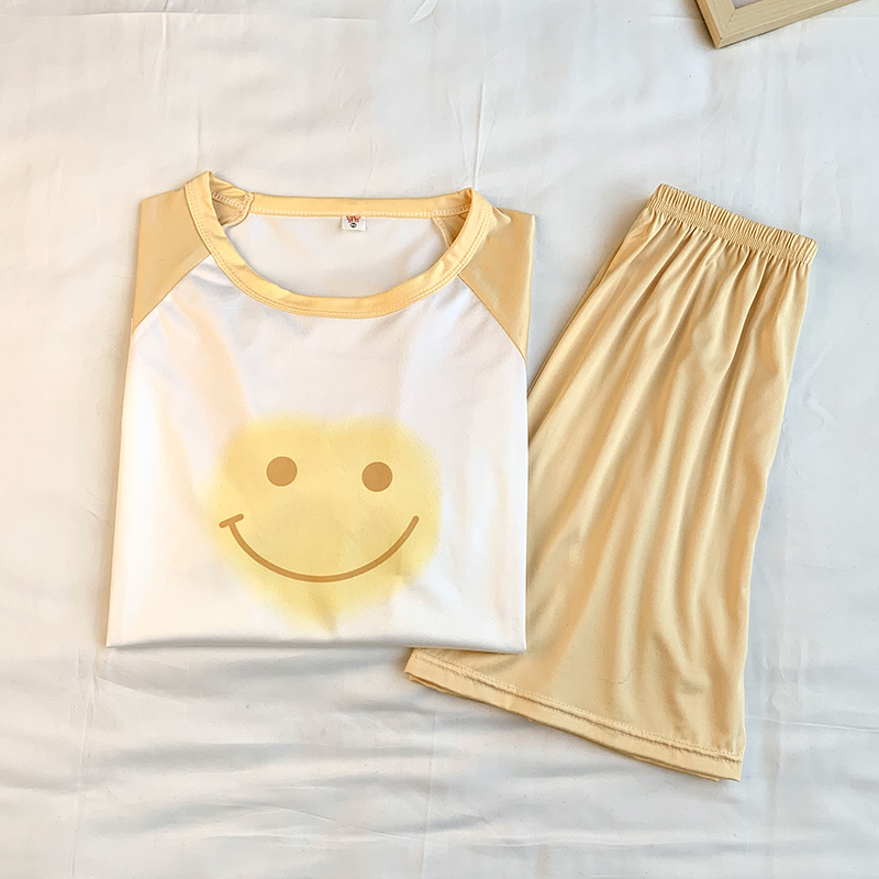Summer Cotton Homewear Women Short Sleeve Shorts 2 Pcs Breathable Comf photo 3 (style 17)