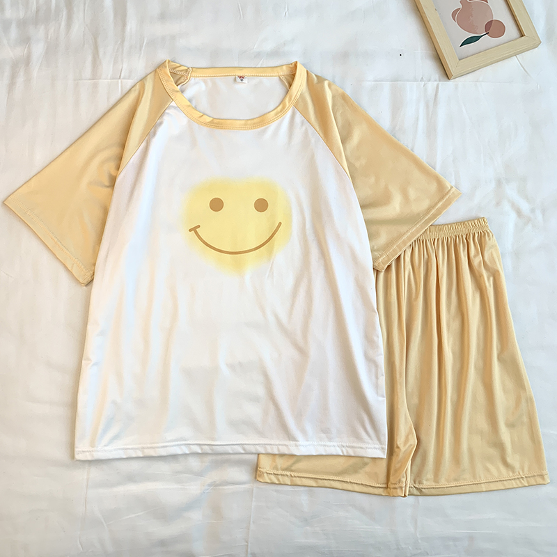 Summer Cotton Homewear Women Short Sleeve Shorts 2 Pcs Breathable Comf photo 4 (style 17)